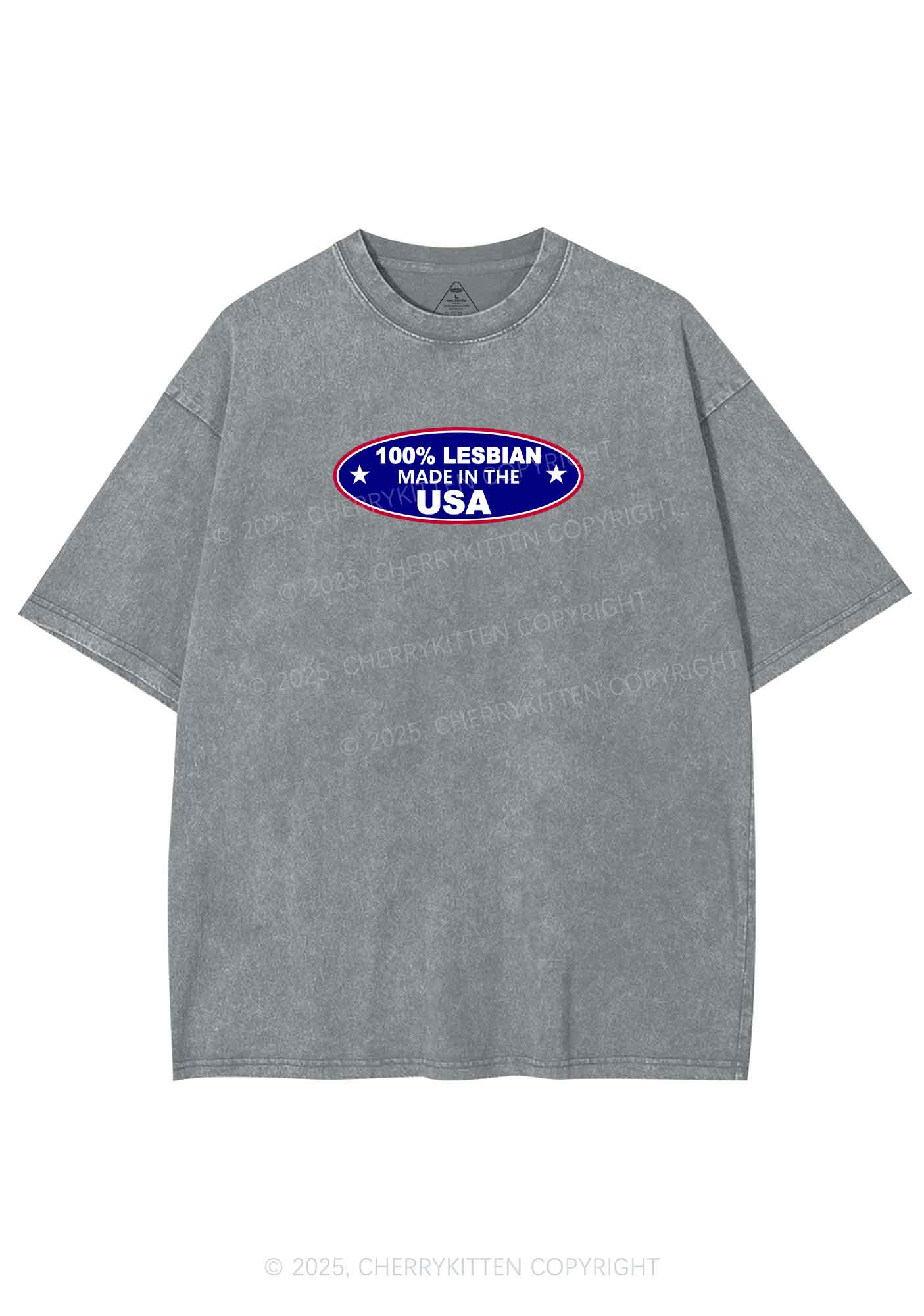 Lesbian Made In USA Y2K Shirts Washed Tee Cherrykitten