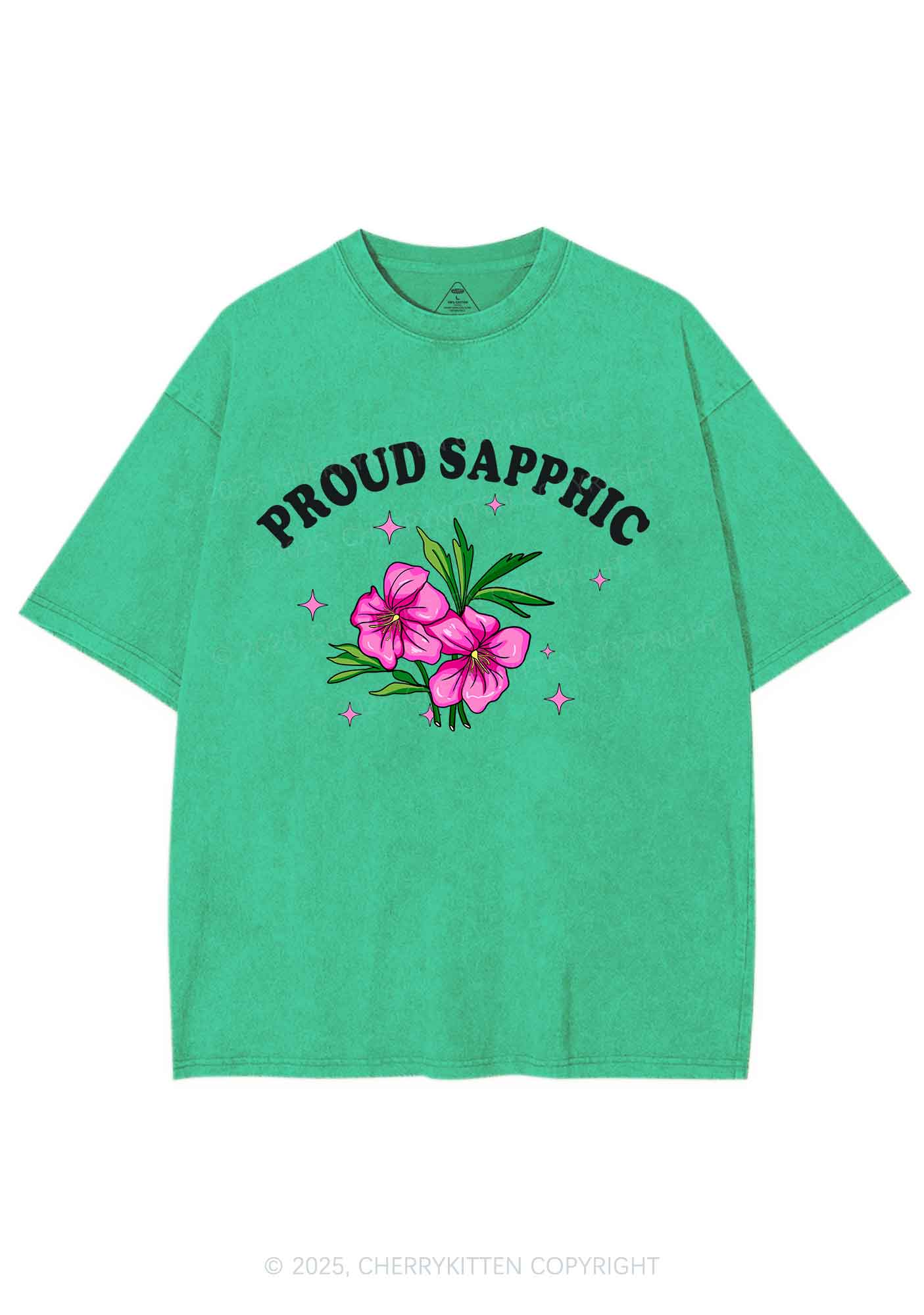 Proud Sapphic Y2K Shirts Washed Tee Cherrykitten