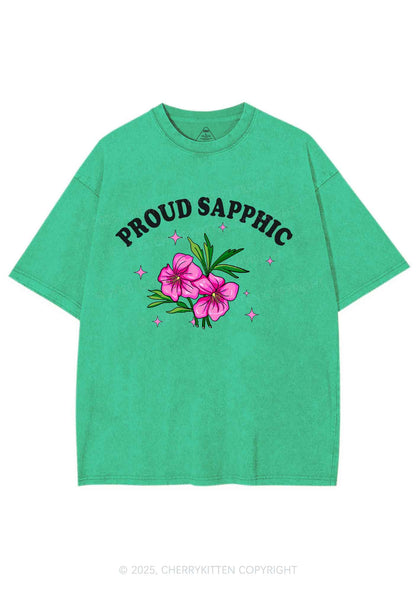 Proud Sapphic Y2K Shirts Washed Tee Cherrykitten