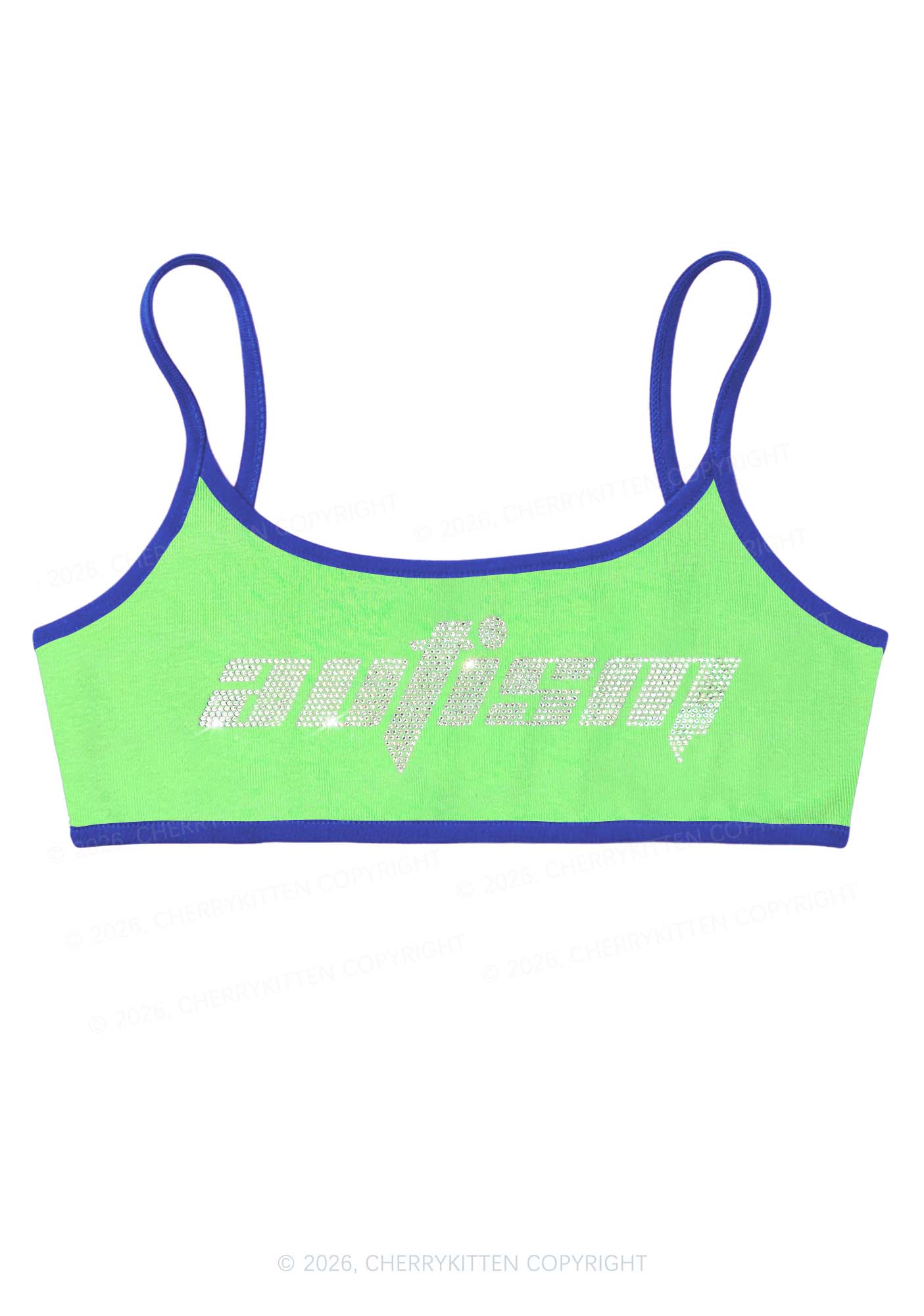 Rhinestone Autism Y2K Super Crop Cami Cherrykitten