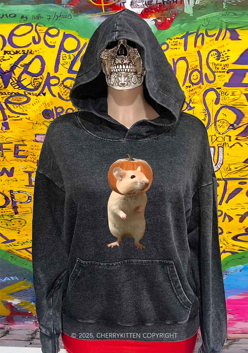 Halloween Silly Ratz Y2K Washed Hoodie Cherrykitten