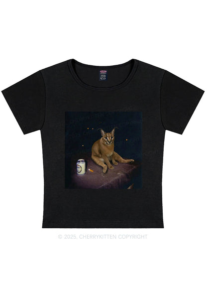 Drinking Floppa Y2K Baby Tee Cherrykitten