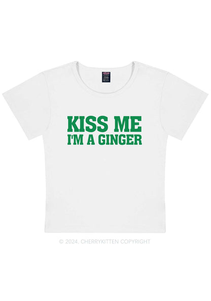 Kiss Me Im Ginger St Patricks Y2K Baby Tee Cherrykitten