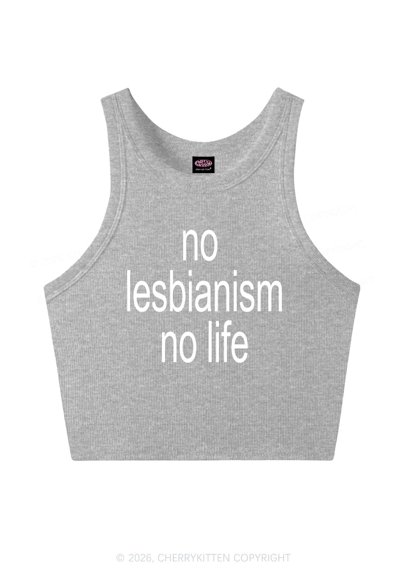 No Lesbianism No Life Pride Y2K Crop Tank Top Cherrykitten