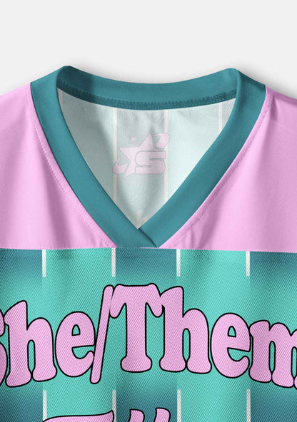 Green Stripes She Them Txtties Pride Y2K Crop Sport Jersey Shirts Cherrykitten