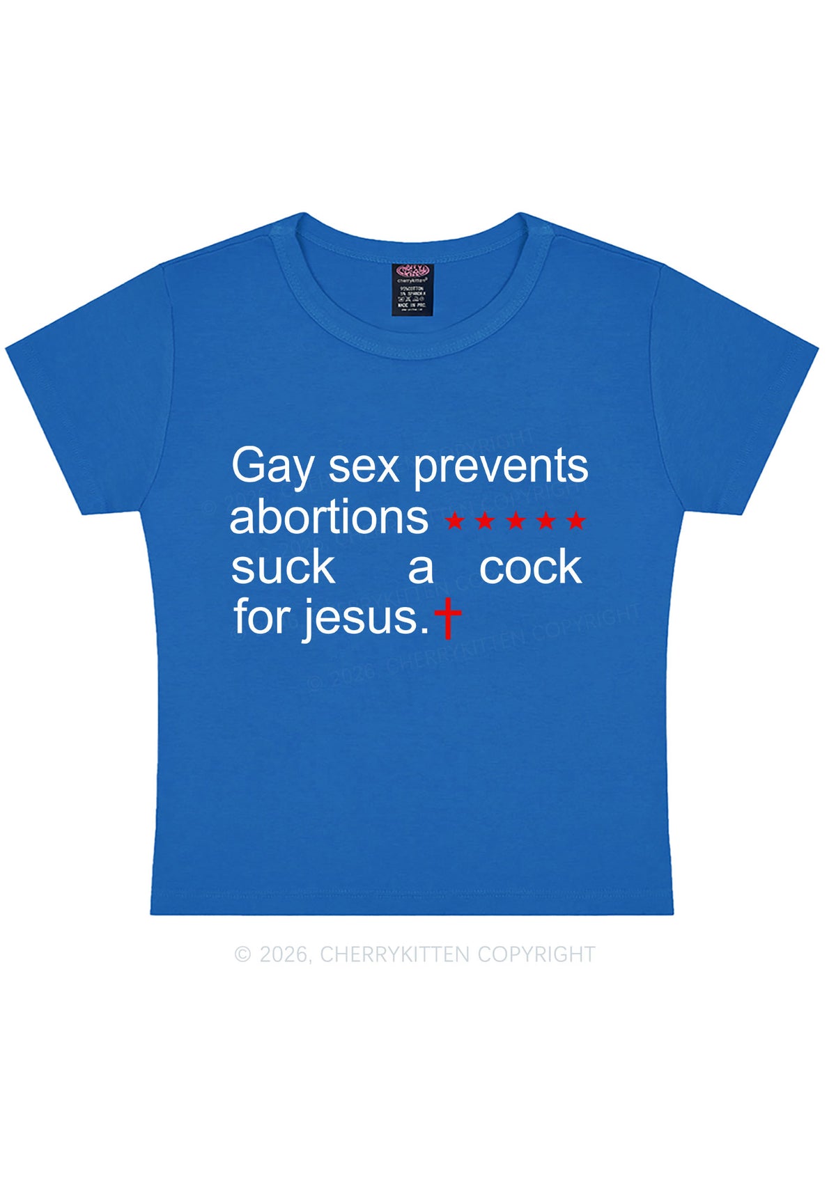 Suck A Cock For Jesus Pride Y2K Baby Tee Cherrykitten
