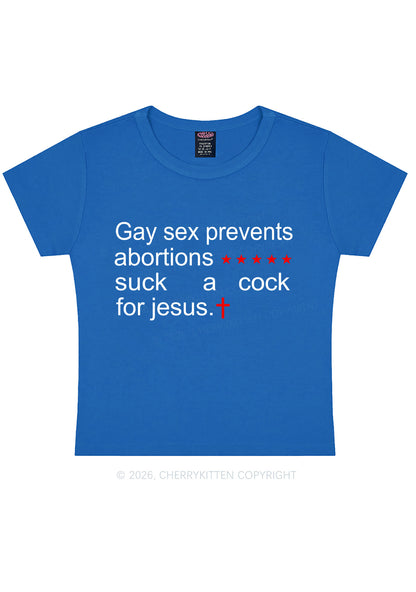 Suck A Cock For Jesus Pride Y2K Baby Tee Cherrykitten
