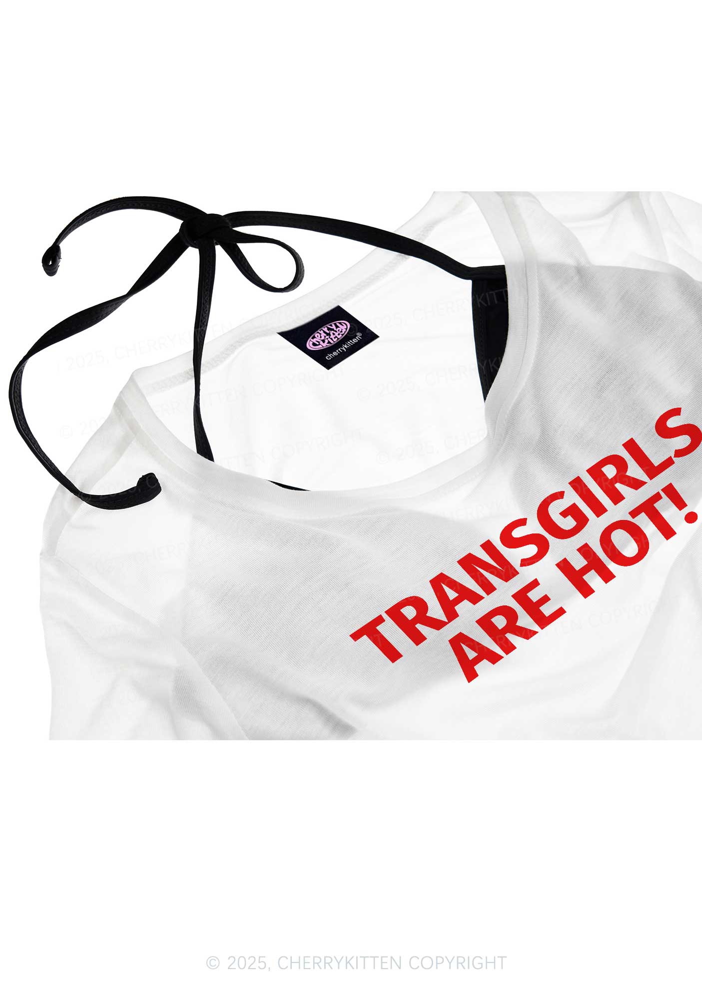 Transgirls Are Hot Pride Y2K Sheer Boyfriend Tee Cherrykitten