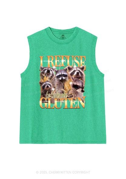 Raccoons Refuse Tolerate Gluten Y2K Washed Muscle Tank Cherrykitten
