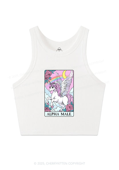 Rose Unicorn Alpha Male Y2K Crop Tank Top Cherrykitten