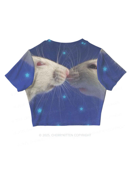 Kissing Rats Y2K Mesh Crop Top Cherrykitten