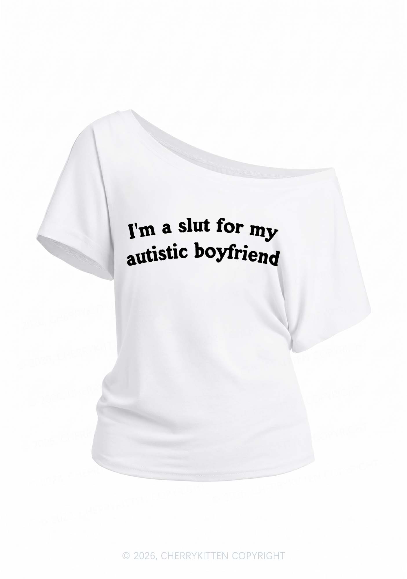 Slxt For My Autistic BF Y2K Off Shoulder Tee Cherrykitten