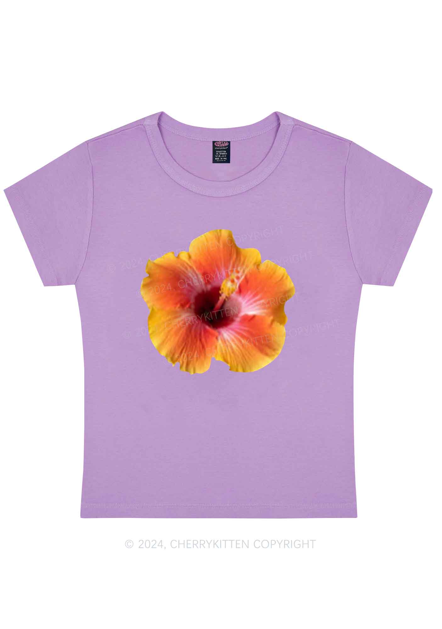 Curvy Orange Flower Y2K Baby Tee Cherrykitten