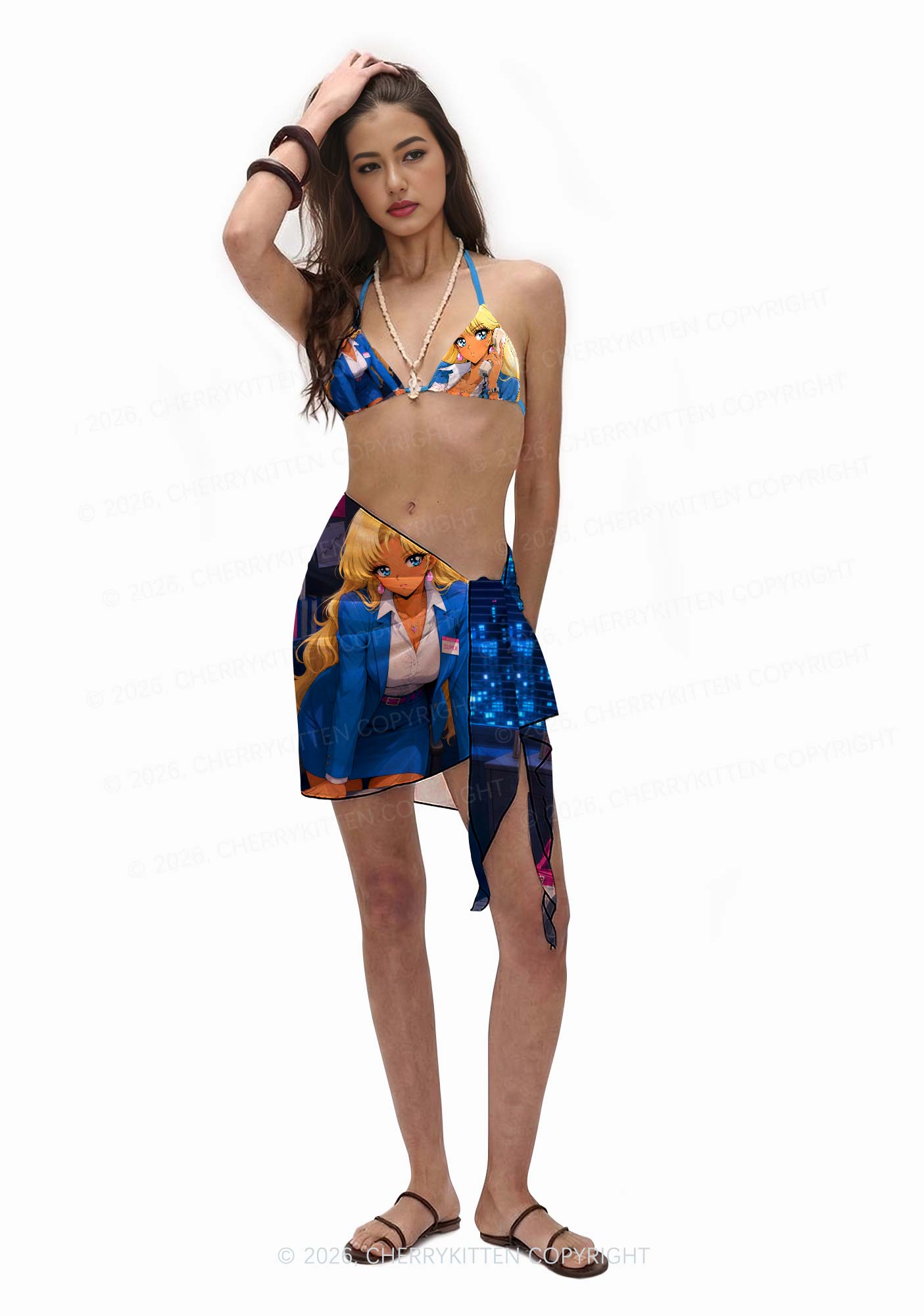 Anime Girl Y2K Print Bikini Set Cherrykitten