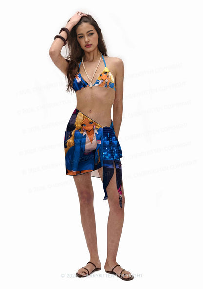 Anime Girl Y2K Print Bikini Set Cherrykitten