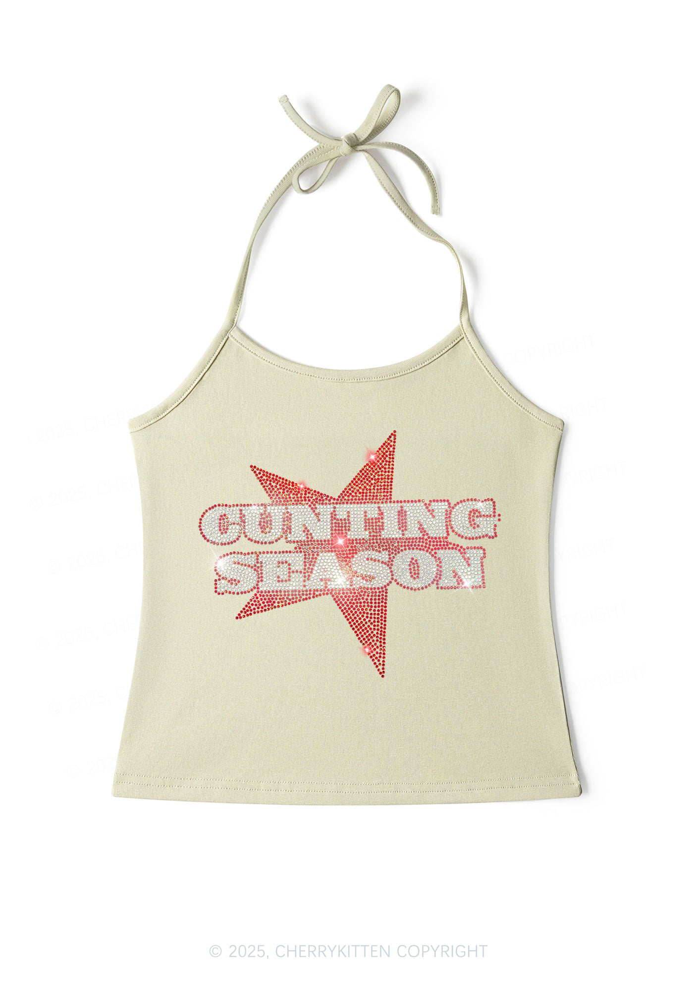 Rhinestone Cxxting Season Y2K Halter Neck Cami Cherrykitten