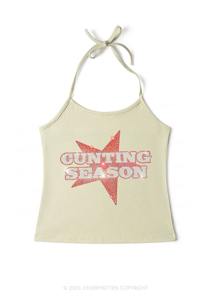 Rhinestone Cxxting Season Y2K Halter Neck Cami Cherrykitten