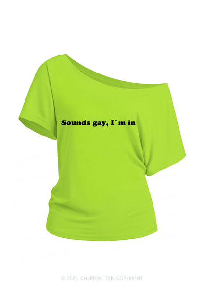 Sounds Gay Pride Y2K Off Shoulder Tee Cherrykitten