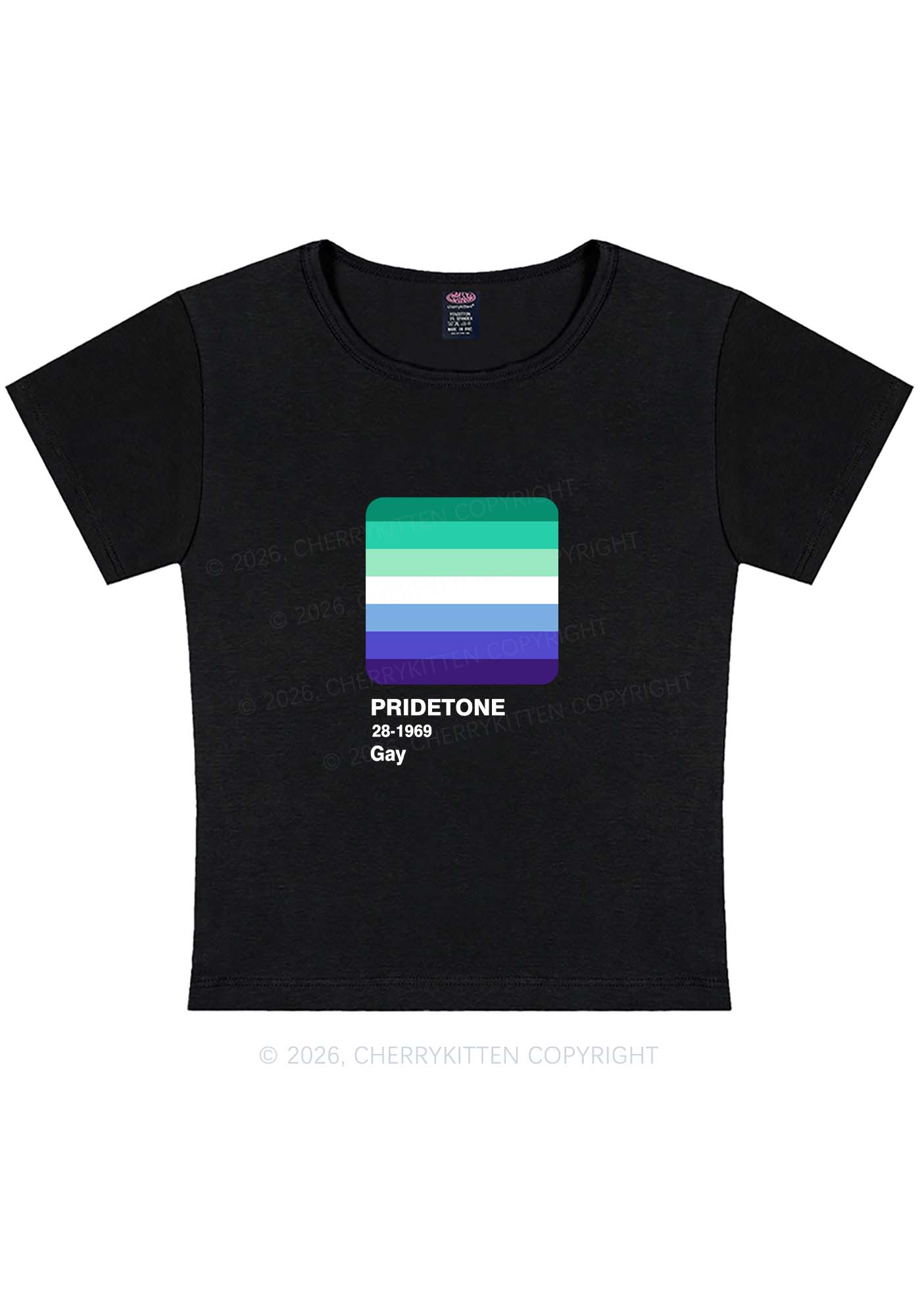 Pridetone Gay Pride Y2K Baby Tee Cherrykitten