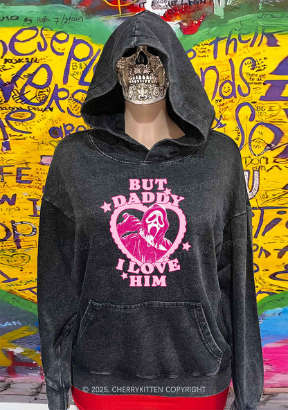 Halloween Daddy Love Horror Y2K Washed Hoodie Cherrykitten