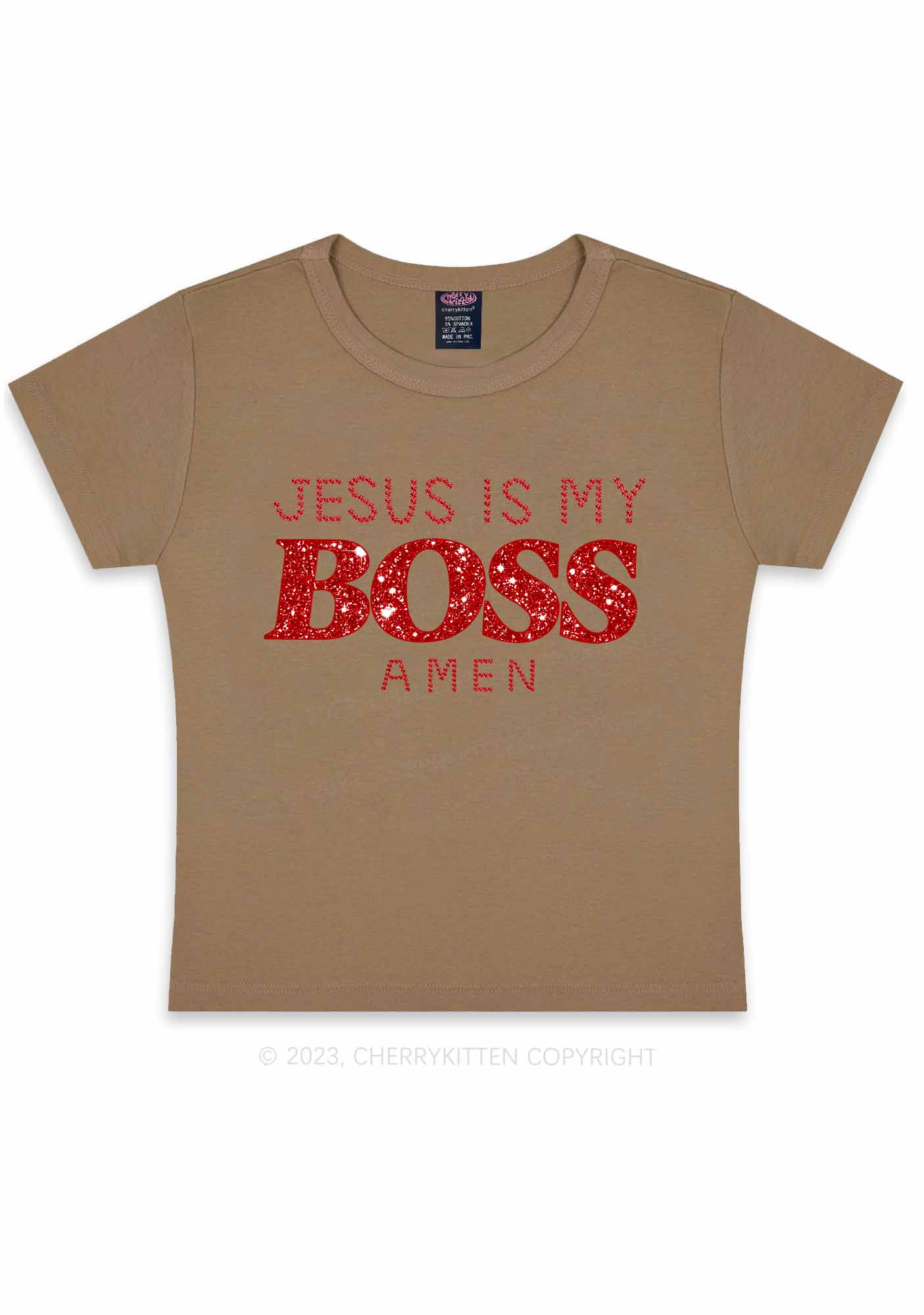Jesus Is My Boss Y2K Baby Tee Cherrykitten