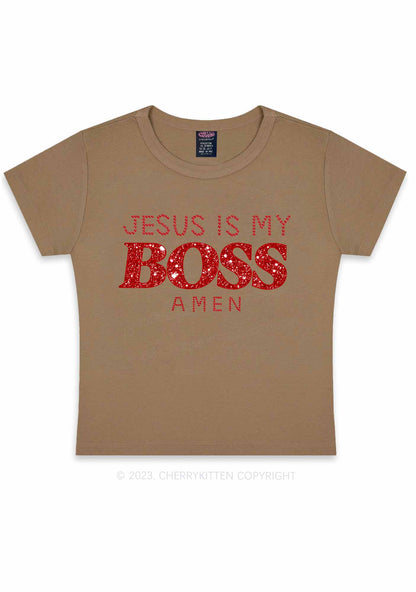 Jesus Is My Boss Y2K Baby Tee Cherrykitten
