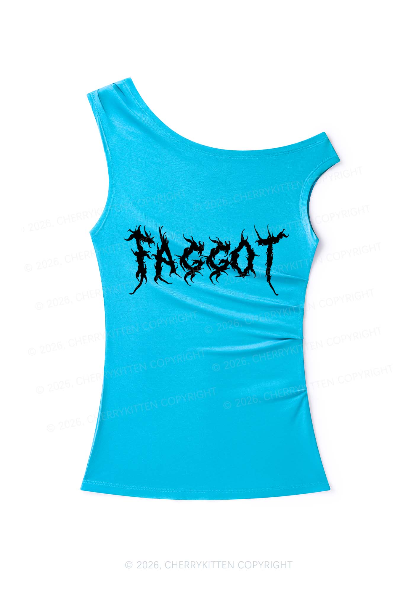 Punk Faggot Y2K Off Shoulder Tank Top Cherrykitten
