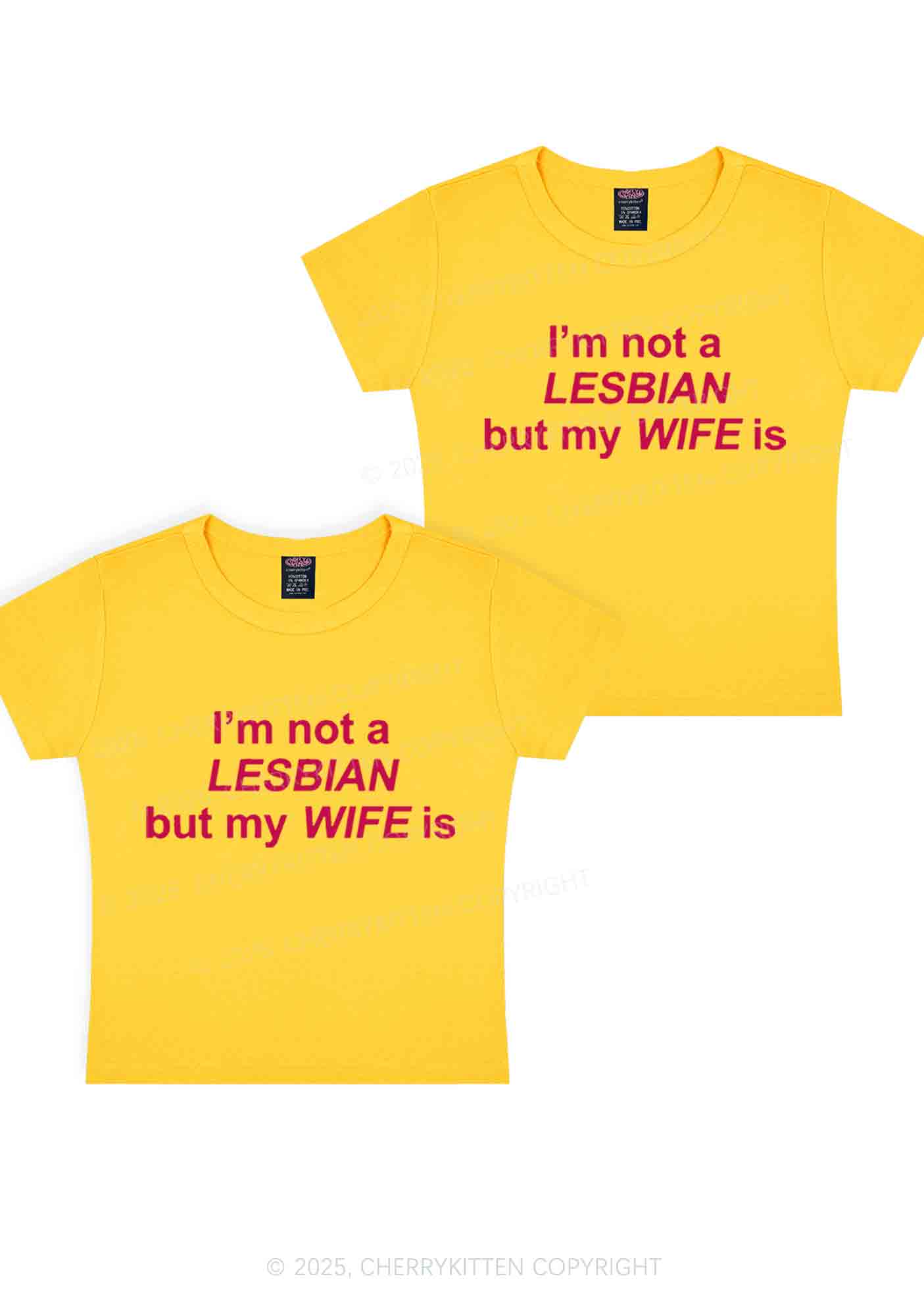 My Wife Is Lesbian Y2K Valentine's Day Baby Tee Cherrykitten