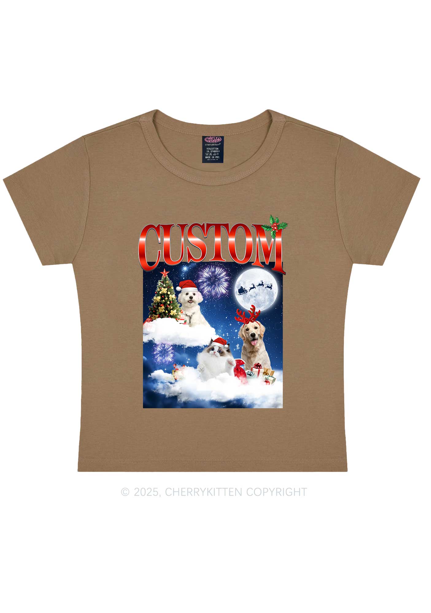 Custom Christmas Pet Y2K Baby Tee Cherrykitten