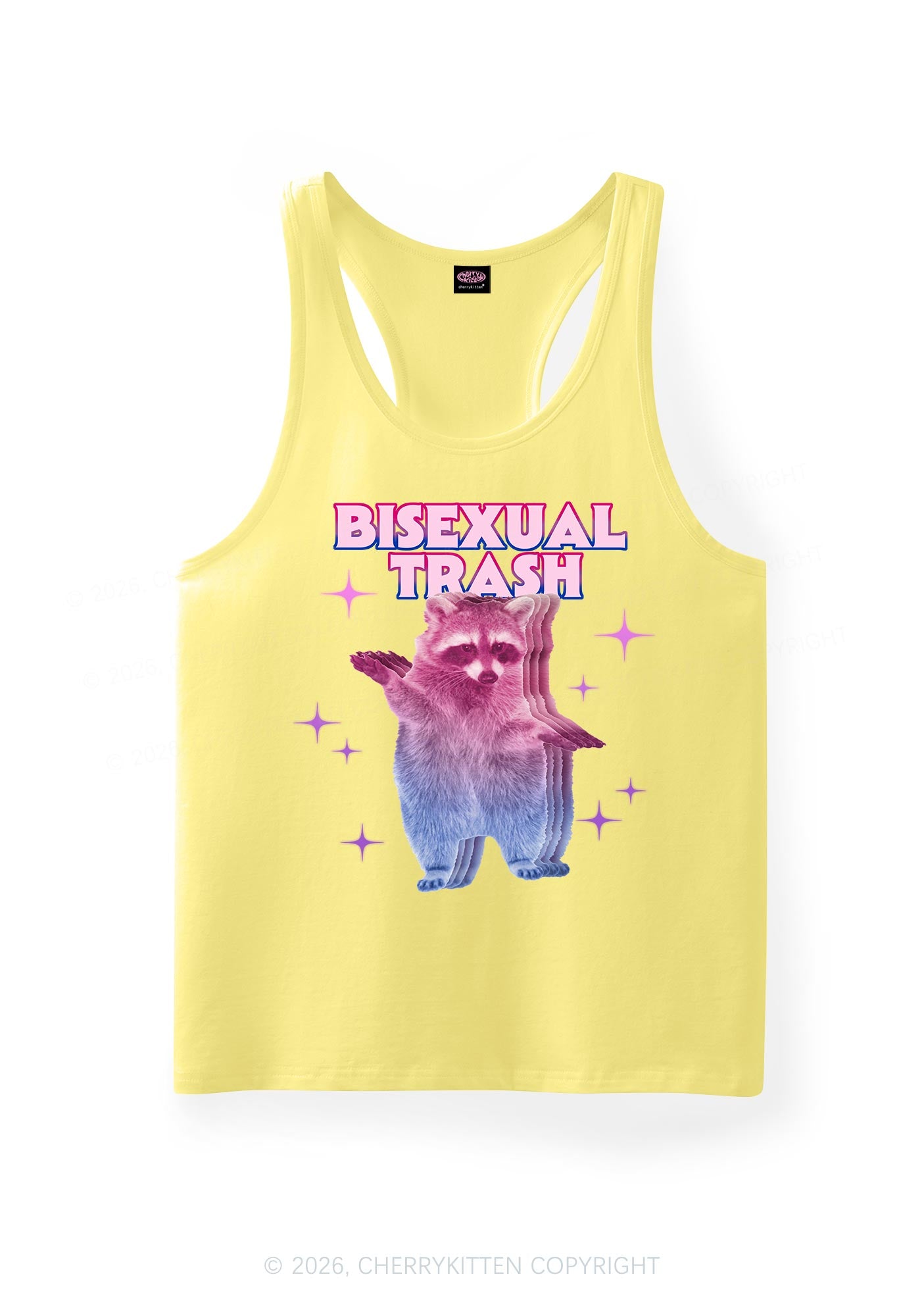 Bisexual Trash Raccoon Pride Y2K Men Racerback Tank Top Cherrykitten