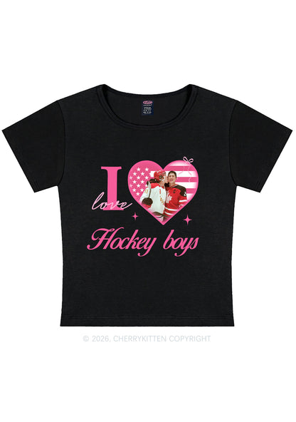 I Love US Hockey Boys HR Y2K Baby Tee Cherrykitten