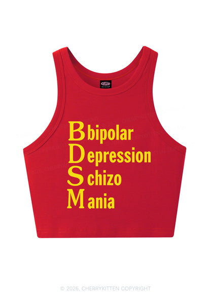 Bipolar Depression Schizo Mania Y2K Crop Tank Top Cherrykitten
