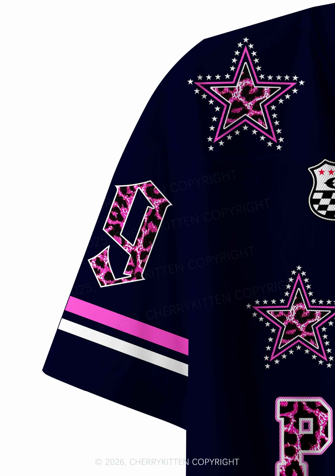 Pink Leopard Fag Princess Pride Y2K Crop Sport Jersey Shirts Cherrykitten