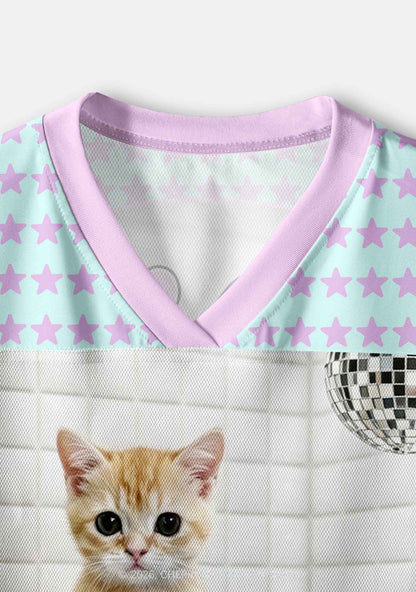I Got Too Silly Cat Y2K Crop Sport Jersey Shirts Cherrykitten