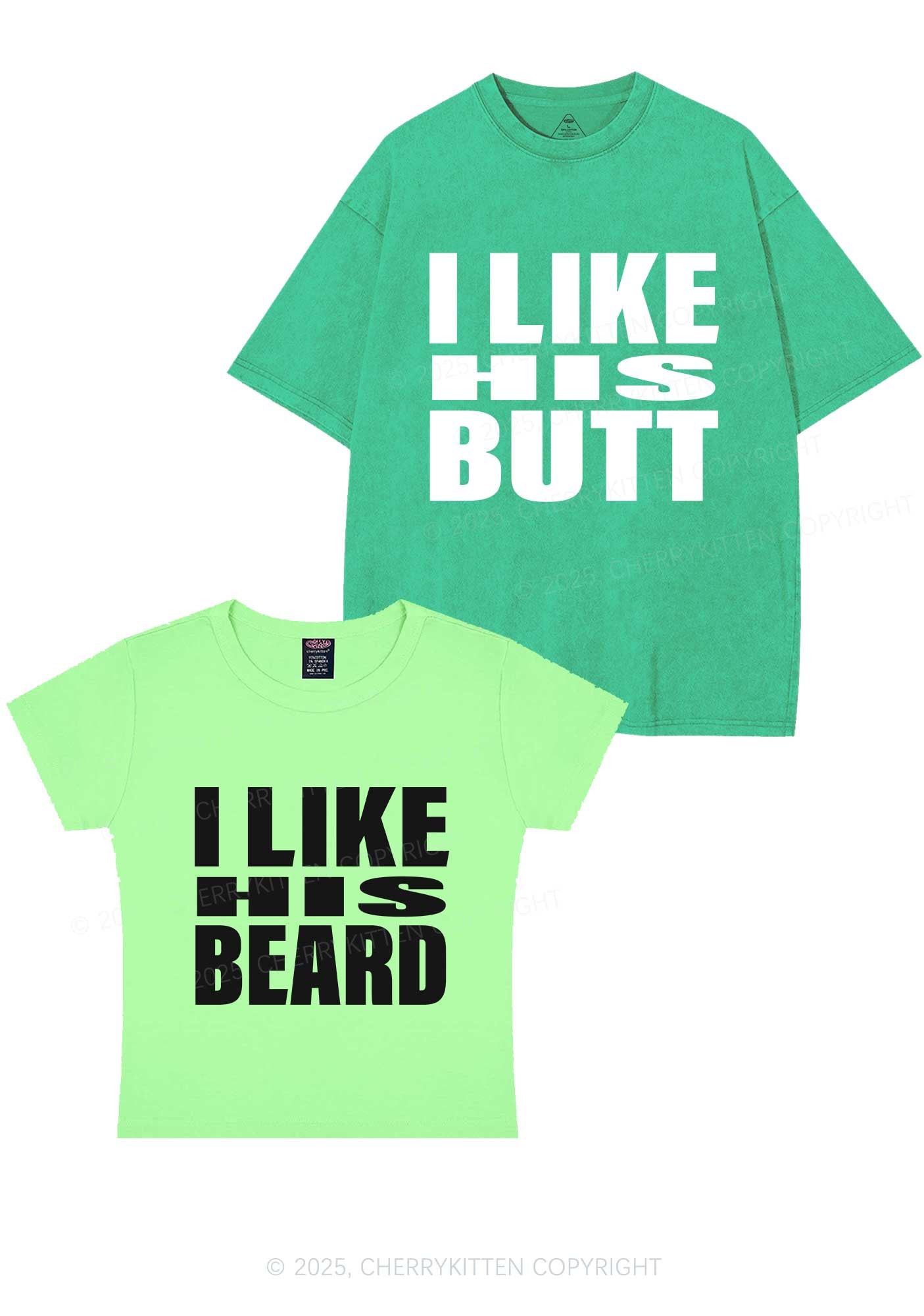 I Like His Beard Y2K Valentine's Day Couple Shirt Cherrykitten