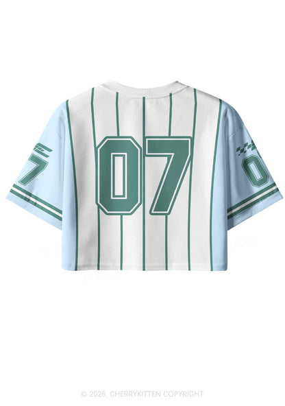 Green Stripes Bisexual Mess Pride Y2K Crop Sport Jersey Shirts Cherrykitten