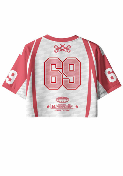 Im Not A Lesbian But My GF Is Pride Y2K Crop Sport Jersey Shirts Cherrykitten