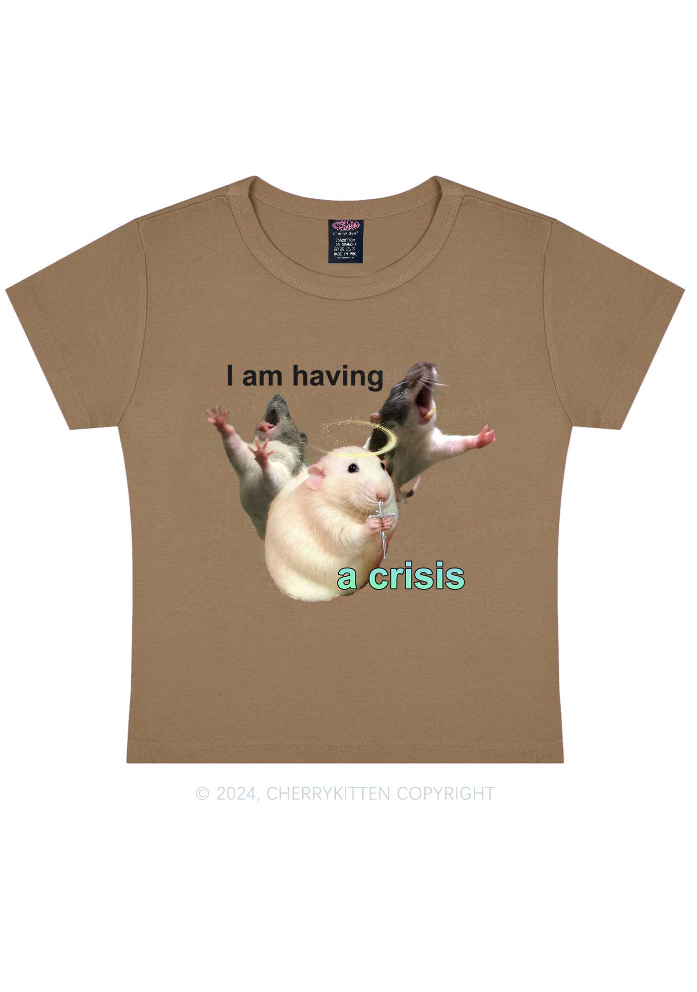 I Am Having Crisis Y2K Baby Tee Cherrykitten