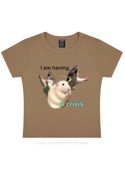 I Am Having Crisis Y2K Baby Tee Cherrykitten