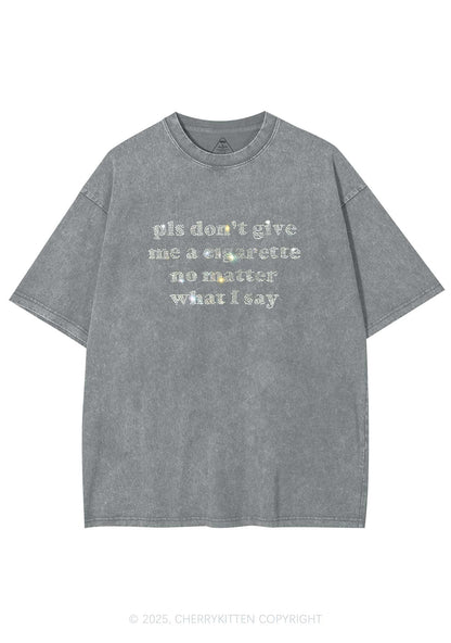 Rhinestone Dont Give Me Cigarette Y2K Shirts Washed Tee Cherrykitten
