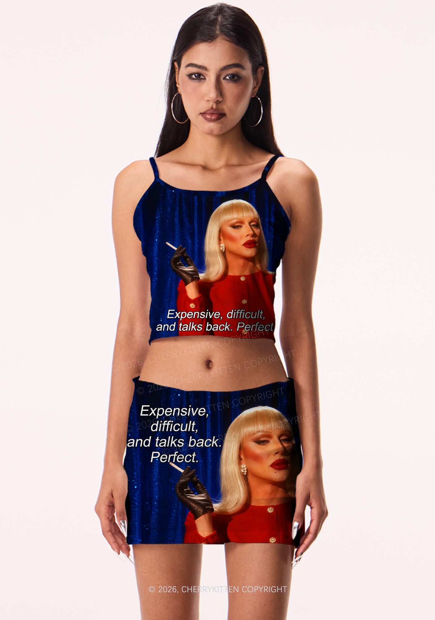Expensive Difficult And Talks Back Y2K Print Mini Skirt Cherrykitten