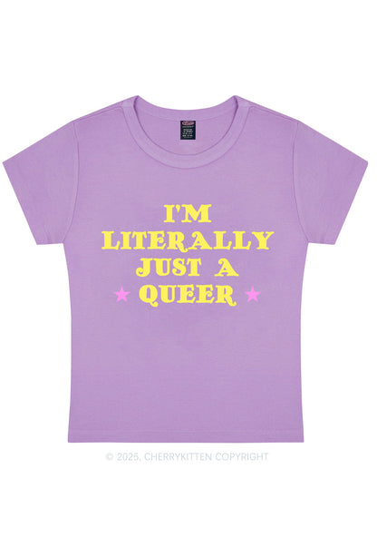 Just A Queer Pride Y2K Baby Tee Cherrykitten