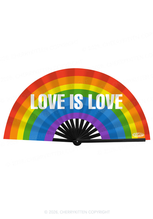 Love Is Love Pride Y2K Rave Hand Fan Cherrykitten