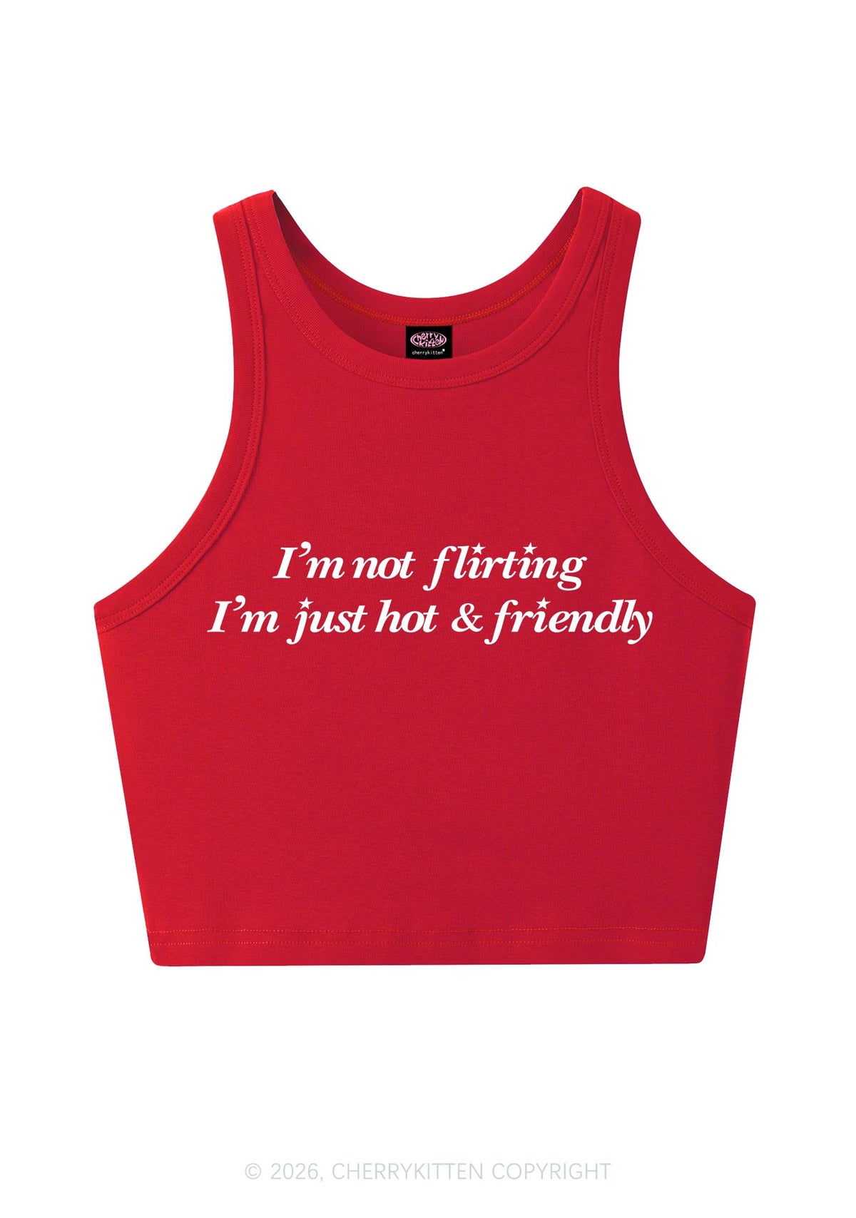 Just Hot And Friendly Y2K Crop Tank Top Cherrykitten