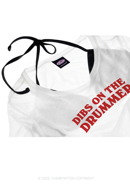 Dibs On The Drummer Y2K Sheer Boyfriend Tee Cherrykitten