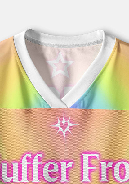 Rainbow Gradient Gay Thoughts Pride Y2K Crop Sport Jersey Shirts Cherrykitten