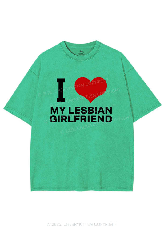 I Love My Lesbian GF Y2K Shirts Washed Tee Cherrykitten