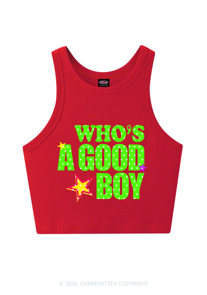 Whos A Good Boy Polka Dots Y2K Crop Tank Top Cherrykitten