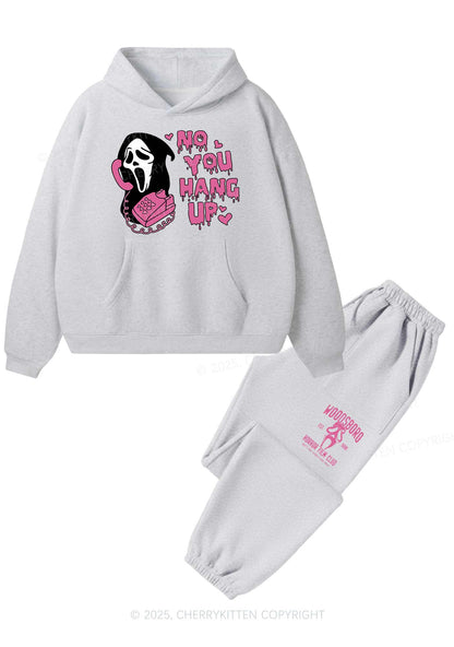 Halloween No You Hang Up Y2K Fleece Hoodie Set Cherrykitten