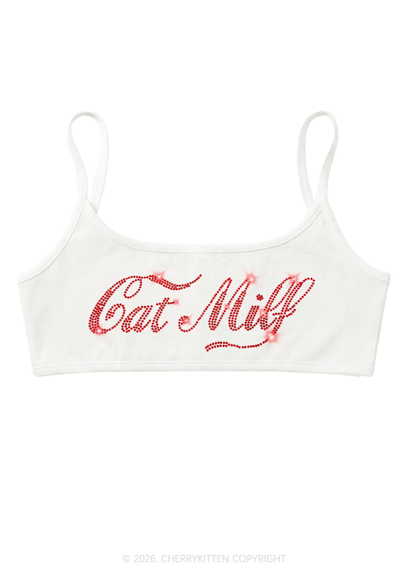 Rhinestone Cat Mxxf Y2K Super Crop Cami Cherrykitten
